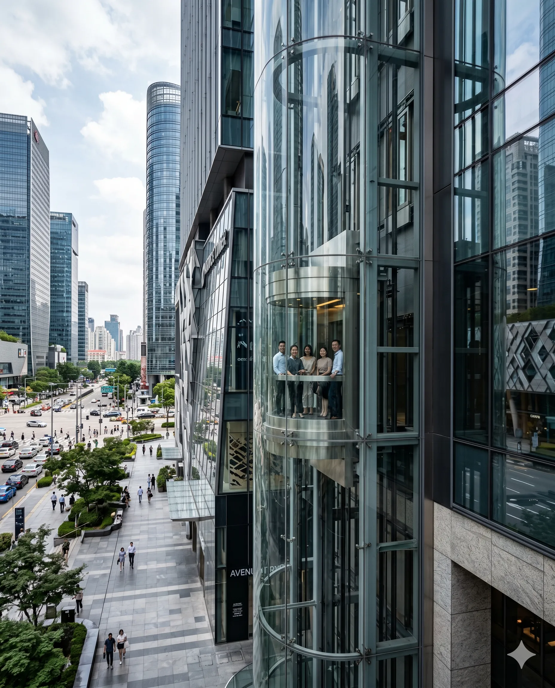 Outdoor panoramic glass elevator